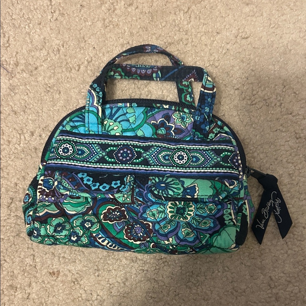 Vera Bradley Floral Blue and Green Cosmetic Bag